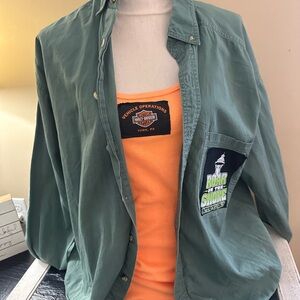 Harley Davidson upcycled tank and flannel set